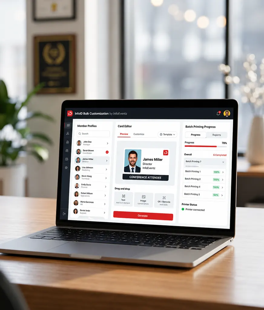 InfoID Bulk Customization software on laptop