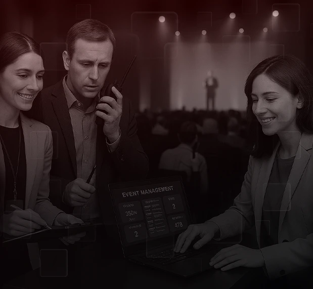 InfoEventz team discussing event technology solutions